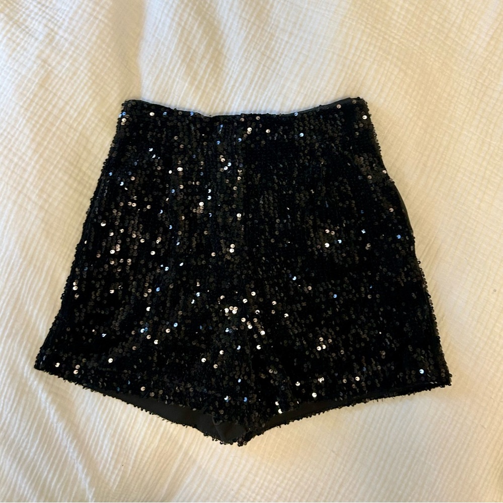 Zara Black Sequin Women Shorts
